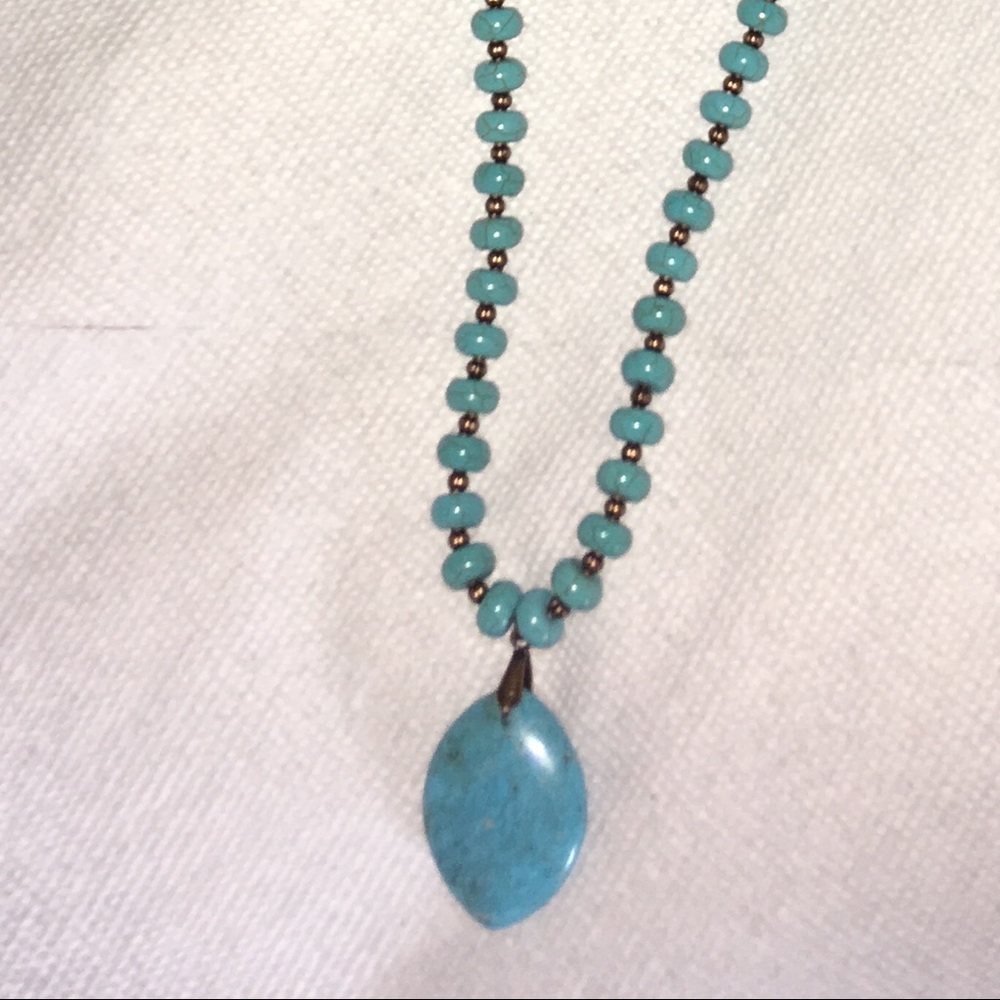 Turquoise and Leather Necklace
